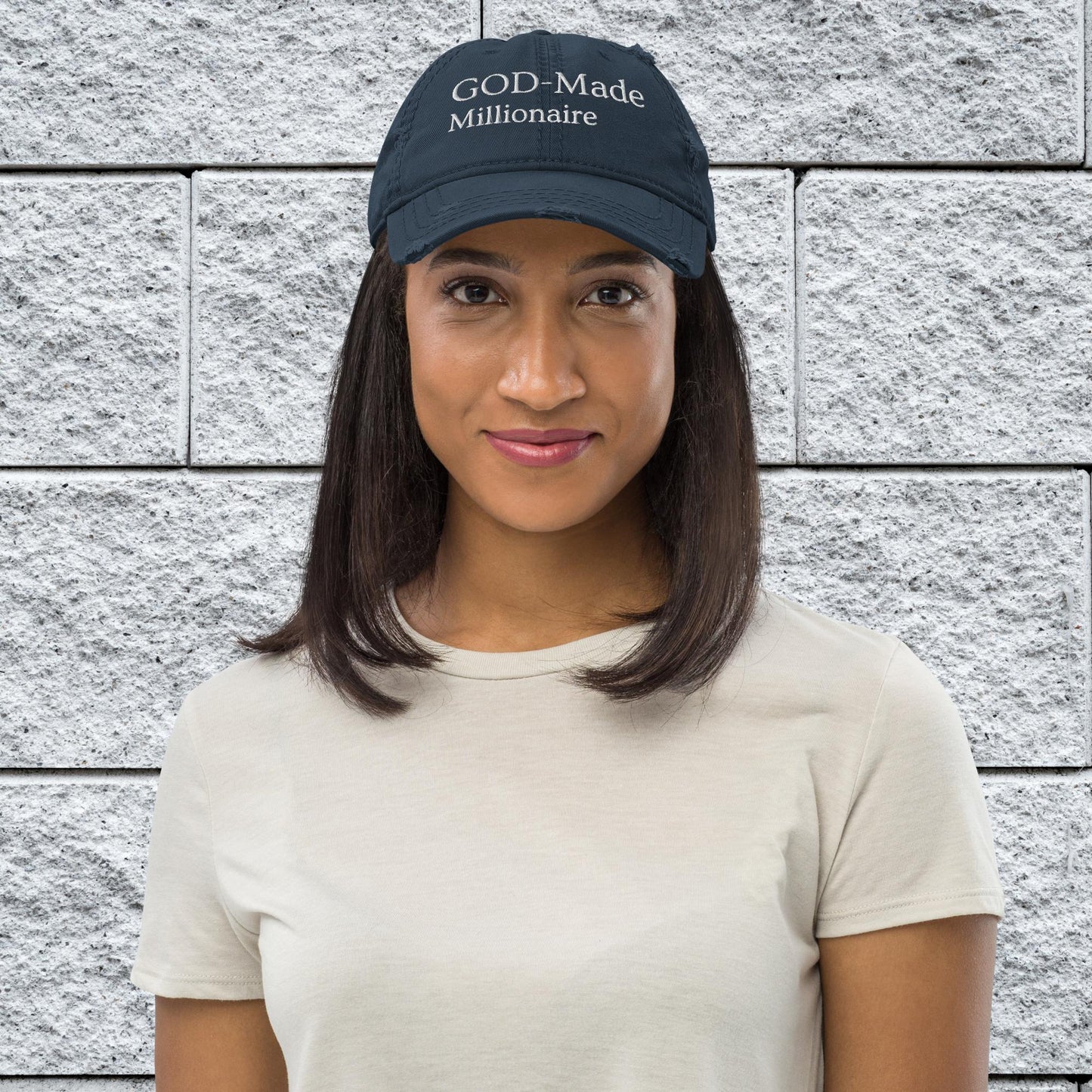 God Made Millionaire Affirmative Distressed Unisex Hat